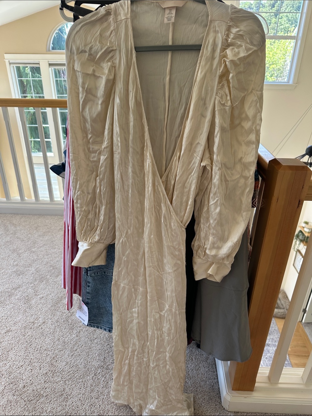 H&M Ivory Satin-Look Wrap Dress